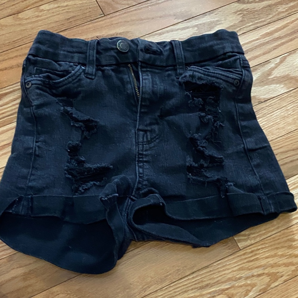 Womens Distressed Black Denim Shorts